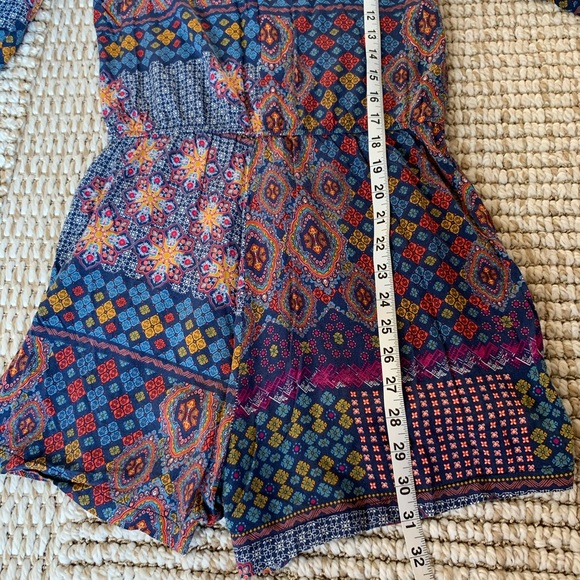 Boho Patchwork Pom Pom Tassel Romper - Picture 6 of 7